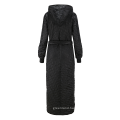 Women's Rpet Robe Warming Wind-proof Outdoor  Long Body Beach Coat Recycled Polyester Quilted with Recycled Fleece